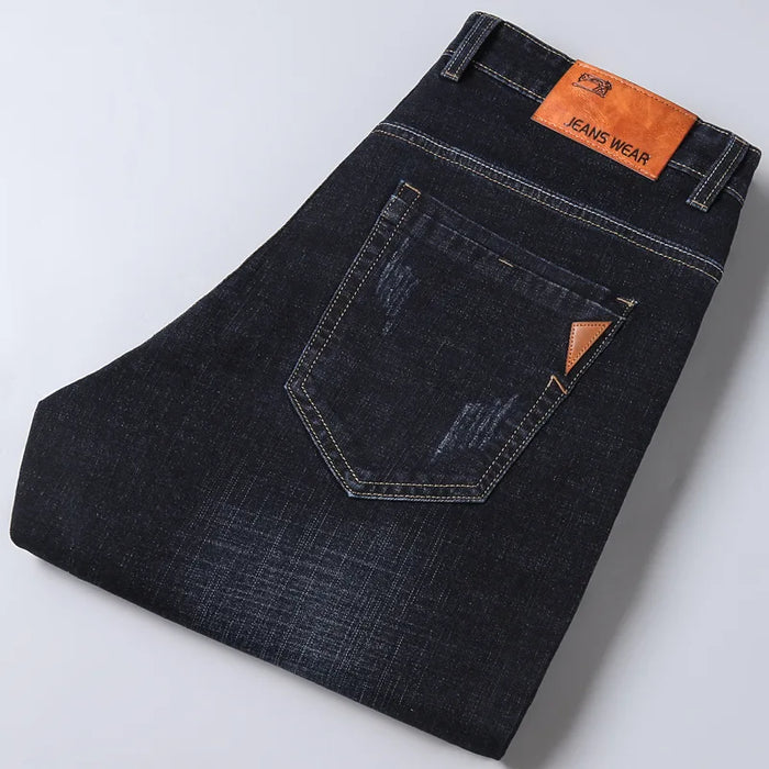 Spring Men Light Luxury Stretch Slim Fit Denim Pants Comfortable Soft Business Fashion Straight Casual Jeans Autumn Brand Clothi
