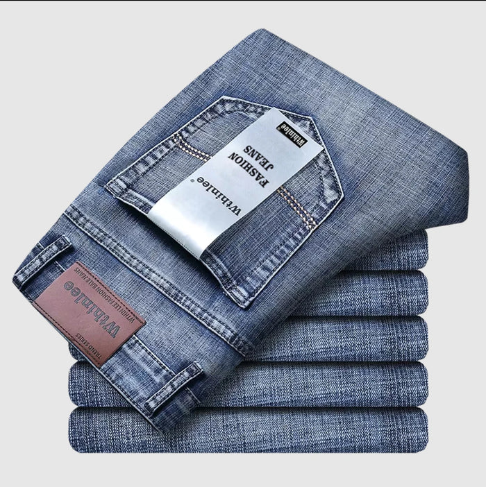 2026 New Business Men's Jeans Casual Straight Stretch Fashion Classic Blue Black Work Denim Pant Trousers Male Clothing