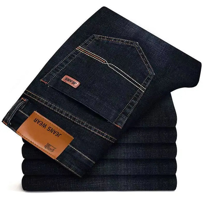 2026 New Light Luxury Business Comfortable Men's Jeans, High-End Blue and Black Casual Versatile Pants Straight Leg Men's Pants