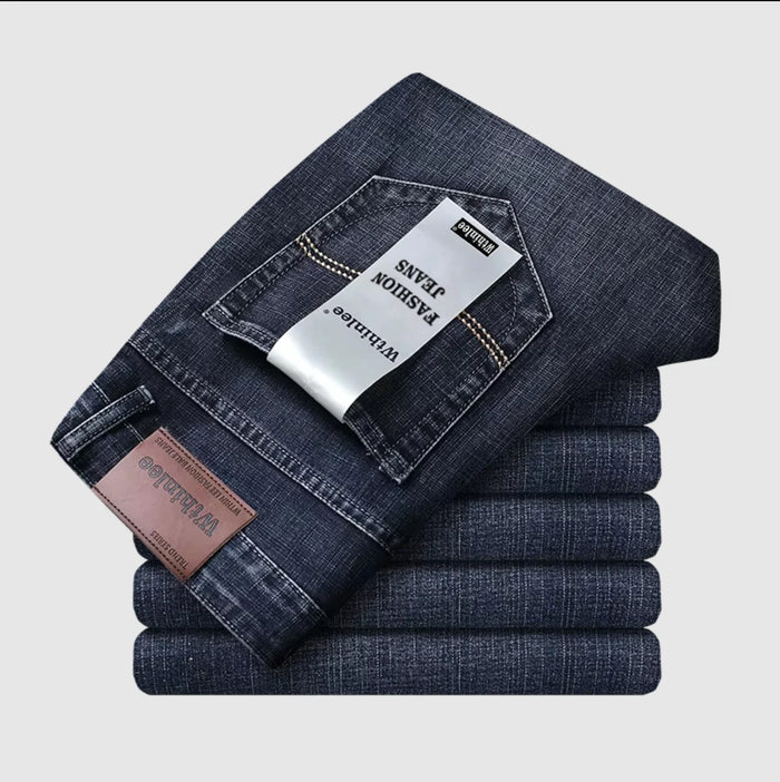 Wthinlee New Business Men's Jeans Casual Straight Stretch Fashion Classic Blue Black Work Pant Denim Trousers Male  Clothing