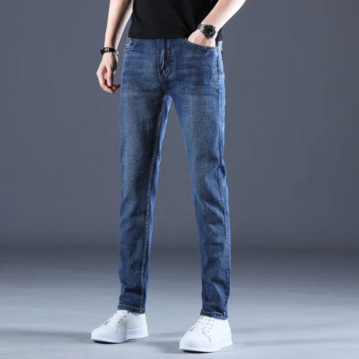 2024 NEW Men's Fashion Business Jeans Classic Style Casual Stretch Slim Jean Pants Male Brand Denim Trousers Black Blue
