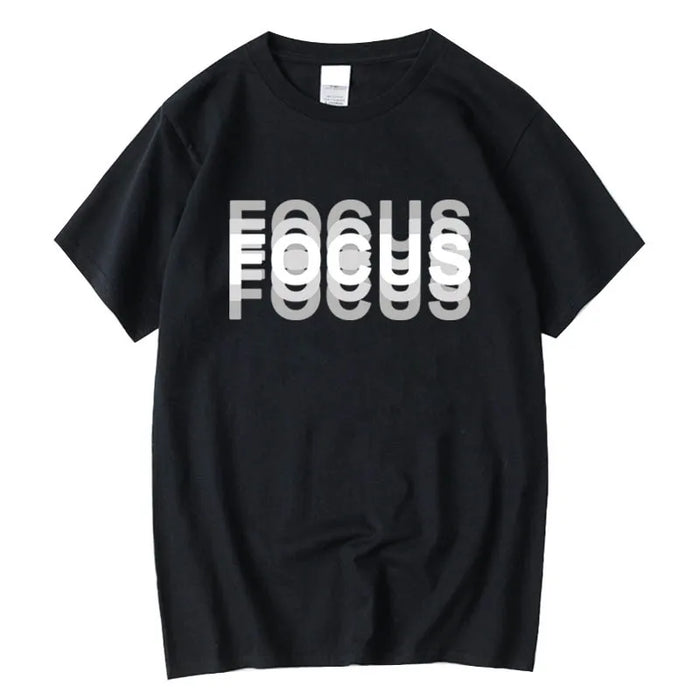 Summer Men's Cotton Blend High Quality Casual Sports Loose Oversized Funny Focus Print Round Neck Short Sleeved T-shirt Tops